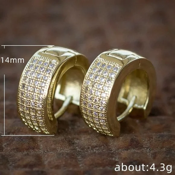 NEW Cool Men Women Silver Gold Color Punk Round Hoop Stud Earrings - Picture 5 of 5